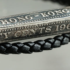 Leather Bracelet with Hong Kong 50 cents