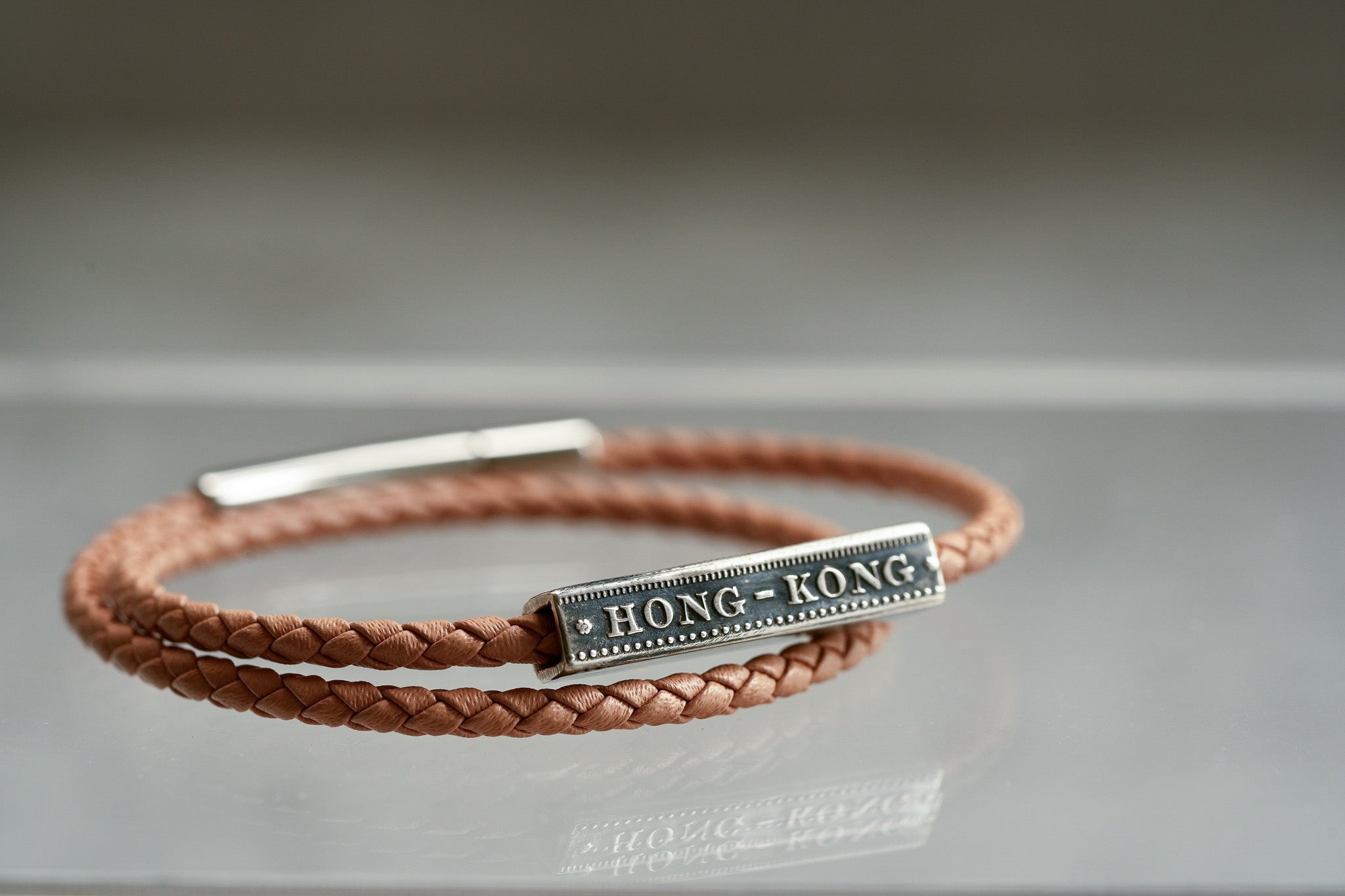 Leather Bracelet with Hong Kong 50 cents