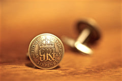 Cufflinks with British Old 6 Pence