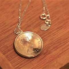 Old Hong Kong 50 Cents in Silver Color Pendant