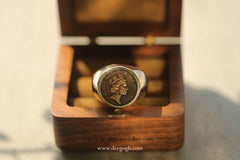 Silver Signet Ring for Him with Hong Kong 10 cents (1982-1992)